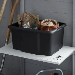 Boîte de rangement 26L Fitty H. 23 cm x L. 45,5 cm plastique noir