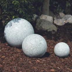Boule déco jardin granit diamètre 20 cm - Gris clair 20 cm