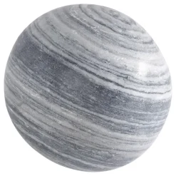 Boule déco jardin marbre effet rayé noir et blanc diamètre 20 cm - Gris 20 cm