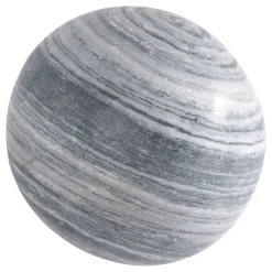 Boule déco jardin marbre effet rayé noir et blanc - Gris 40 cm