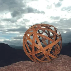 Boule déco jardin métal ajourée - Rouille 50 cm