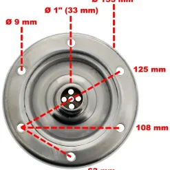 Bride 1' (33 mm) en inox pour réservoir à pression et surpresseur 24, 50 et 100 litres - GT MARKET
