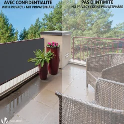 Brise vue occultant en HDPE 230g/m² 1.5x10m avec attaches de fixation anthracite VOUNOT