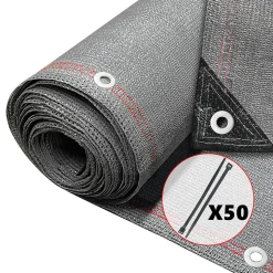 Brise vue occultant en HDPE 230g/m² 1.8x10m avec attaches de fixation gris VOUNOT