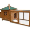 Cabane clapier à lapins rongeurs poulailler bois marron Helloshop26