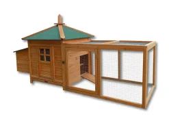 Cabane clapier à lapins rongeurs poulailler bois marron Helloshop26