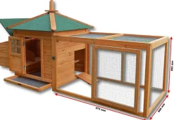 Cabane clapier à lapins rongeurs poulailler bois marron Helloshop26