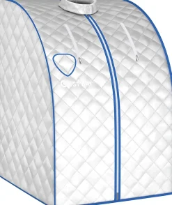 Cabine de Sauna à Vapeur Portable 3L avec Tabouret Télécommande Température Réglable à 9 Réglages de Minuterie Argent