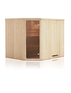 Cabine de sauna d'angle finlandais PERHE 4 places 194x144 x H.199 cm
