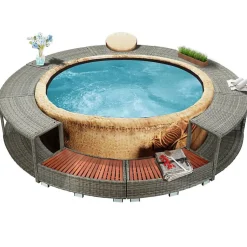 Cadre de bain à remous résine tressée