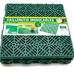 Caillebotis plastiques exterieur - lot de 5 - clipsables antiderapants 29,5 x 29,5 cm vert surface 0,42 m2