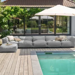 Canapé d'angle de jardin modulable 6 places gris Mixi Oviala