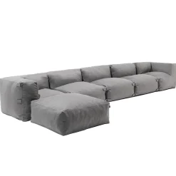 Canapé d'angle de jardin modulable 6 places gris Mixi Oviala