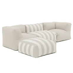 Canapé d'angle rayé de jardin modulable 4 places Beige Mixi Oviala