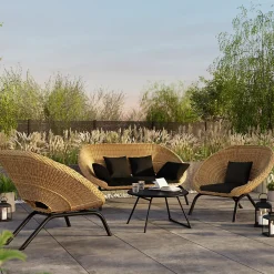 Canapé de jardin GoodHome Loa effet rotin