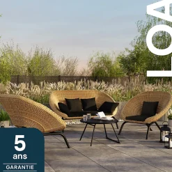 Canapé de jardin GoodHome Loa effet rotin