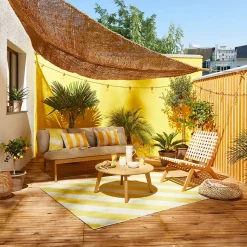 Canapé de jardin Hania en bois d'eucalyptus et aluminium 2 places GoodHome