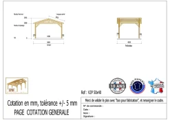 Carport 2 pentes 500 cm x 400 cm, bois DOUGLAS Français (Charpente en bois-auvent-abri voiture), 20 m². Garantie 10 ans