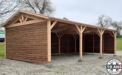 Carport 2 pentes 550cmx950cm, bois DOUGLAS Français (Charpente en bois-auvent-abri voiture), 53m². Garantie 10 ans