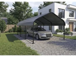 Carport abri de voiture en métal "Phoenix" 13,5 m² Gris
