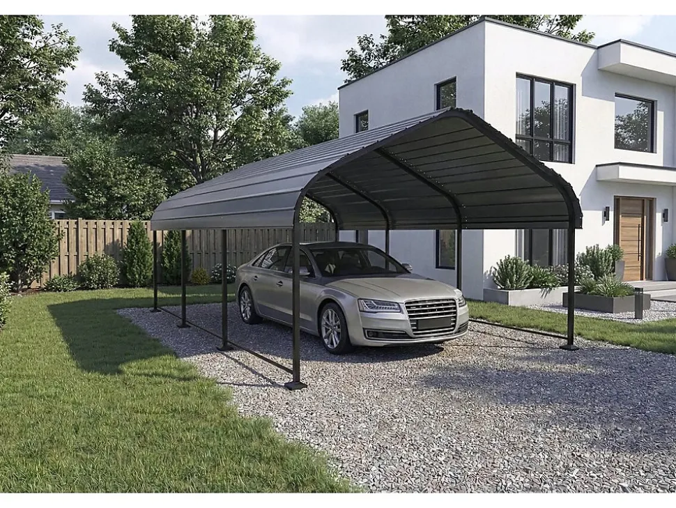 Carport abri de voiture en métal "Phoenix" 13,5 m² Gris