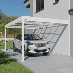 Carport adossé aluminium Blanc Trigano - LIBECCIO WALL - 16 m²