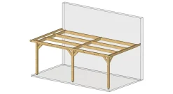Carport adossé toit plat 300cmx450cm, bois DOUGLAS Français (Charpente en bois-auvent-abri voiture) 14 m². Garantie 10 ans