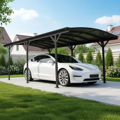 Carport aluminium 15,15 m² X-Metal anthracite, polycarbonate 6mm, kit ancrage