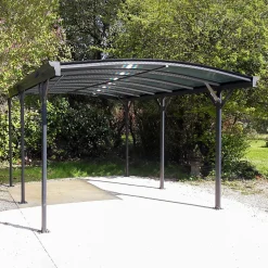 Carport aluminium 15,15 m² X-Metal anthracite, polycarbonate 6mm, kit ancrage
