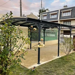 Carport aluminium 15,15 m² X-Metal anthracite, polycarbonate 6mm, kit ancrage