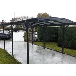 Carport aluminium 15,15 m² X-Metal anthracite, polycarbonate 6mm, kit ancrage