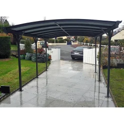 Carport aluminium 15,15 m² X-Metal anthracite, polycarbonate 6mm, kit ancrage