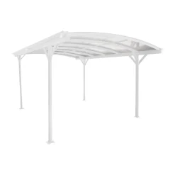 Carport aluminium blanc 3x4,34m 13m² polycarbonate 6mm X-METAL avec kit d'ancrage