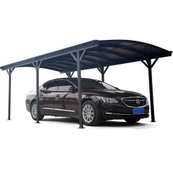 Carport aluminium et polycarbonate 19,41 m² X-Metal anthracite avec kit d'ancrage