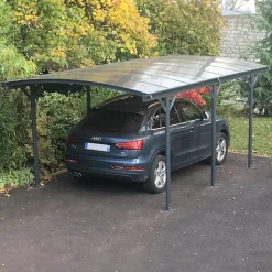 Carport aluminium 17m² anthracite polycarbonate 6mm X-Metal avec kit d'ancrage