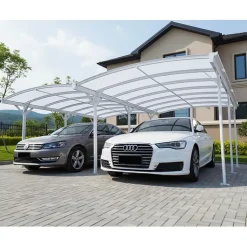 Carport double aluminium blanc 600x505cm et polycarbonate 6mm X-METAL
