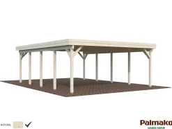 Carport double Karl bois naturel surface 40.1m²