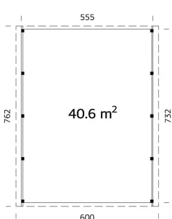 Carport double Karl bois naturel surface 40.1m²