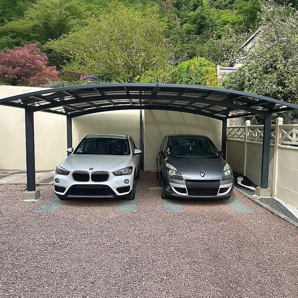 Carport double 30m² aluminium gris anthracite et polycarbonate EAGLE - X-METAL
