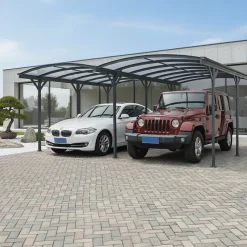 Carport double 30,3m² aluminium/polycarbonate 6mm pour 2 voitures - Anthracite
