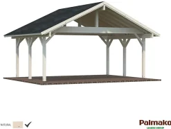 Carport double Robert bois naturel surface 20.6m²