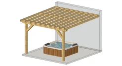Carport pergola adossée 400cmx500cm Bois DOUGLAS Français label PEFC (Charpente - Auvent- Abri terrasse) surface 20 m²