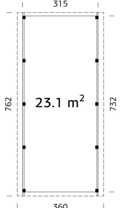 Carport simple Karl bois naturel surface 23.1m²