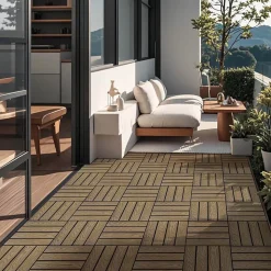 Carreaux à clipser WPC BAVARO PREMIUM - Teck 2.5 m²