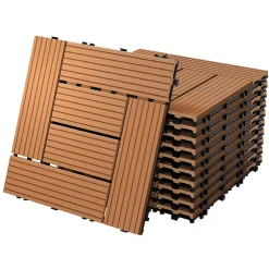 Carreaux de sol WPC 30x30cm 1 m² mosaïque pour jardin piscine patio marron clair