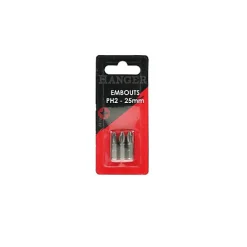 Carte de 3 embouts cruciformes PH2 25mm - HANGER - 133012