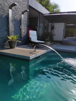 Cascade de Piscine au sel chlore ou Spa INOX 316 Fontaine Piscine Bassin Mini Cobra Hauteur 35cm Largeur 10,5cm Prof 33cm ZENLYS