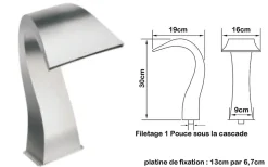 Cascade pour Piscine ou Spa Inox Fontaine Bassin Modèle Mini Demi Coeur Hauteur 30cm Largeur 16cm Profondeur 19cm Zenlys