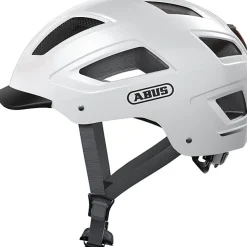 Casque ABUS Hyban 2.0 Polar White L - coque ABS/EPS, ventilation, maille anti-insectes et feu LED.