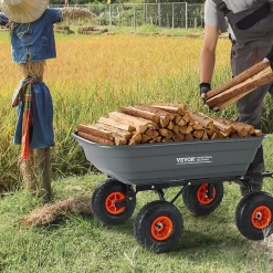 Chariot à Benne basculante, polyéthylène Robuste avec Cadre en Acier, poignée Convertible 2 en 1, Roues 255 mm
